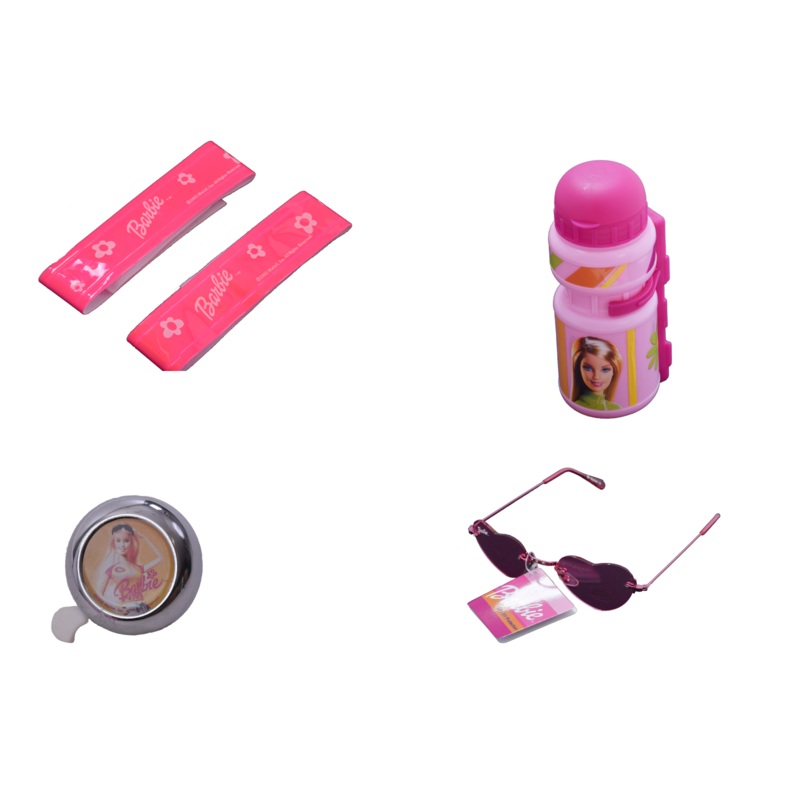 Barbie Doll Girlie Bike Accessory Ideal Gift Pack Bell, Armbands, Sunglasses & Bottle Pink