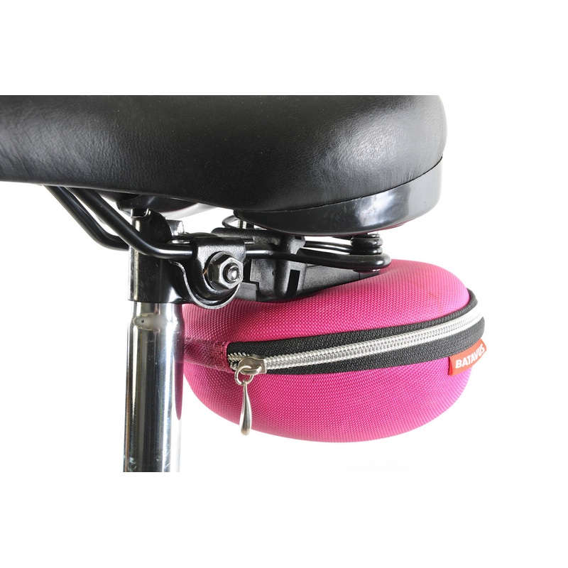 BATAVUS LARGE PINK QUICK RELEASE CLAMSHELL CYCLE CLIP ON SADDLE STASH BAG