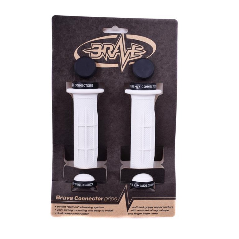 BRAVE CONNECTOR HANDLEBAR GRIPS DOUBLE LOCK-ON  RINGS 22.2mm WHITE- BLACK RINGS