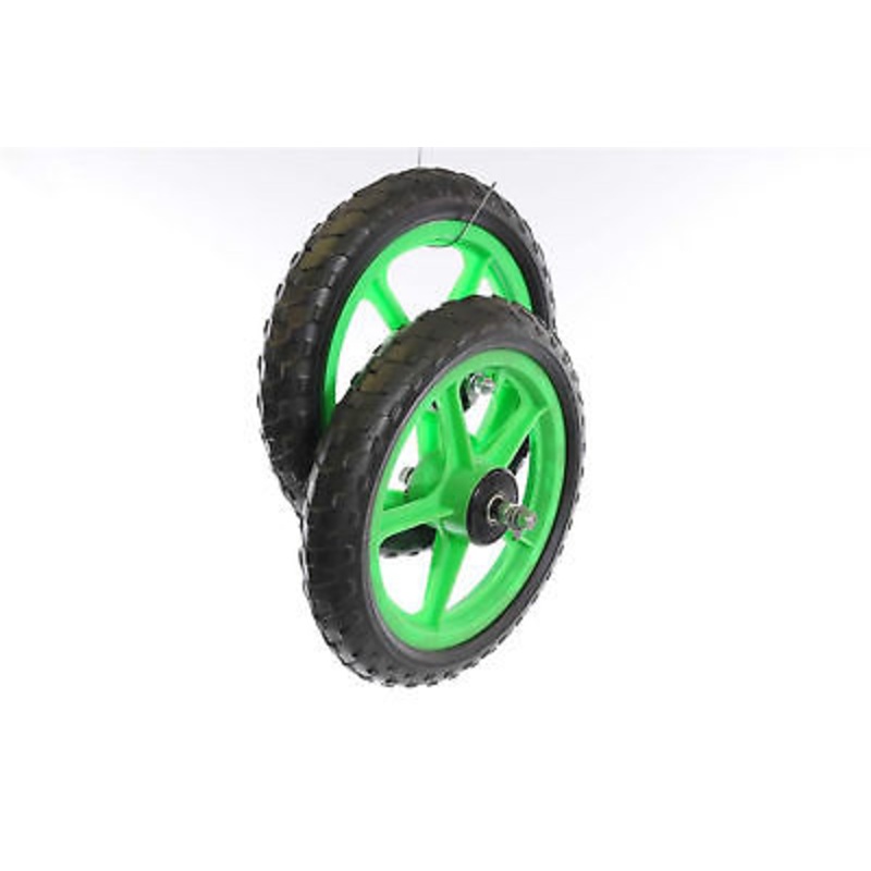 TWO FRONT 12 (300mm) GREEN MAG WHEELS FOR SCOOTERS,TROLLEYS, GO KARTS ETC
