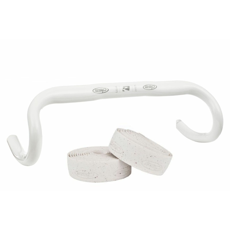 RALEIGH RSP LIGHTWEIGHT ALLOY ROAD BIKE 31.8mm AERO DROP HANDLEBARS WITH CORK RACING TAPE WHITE 420mm WIDE