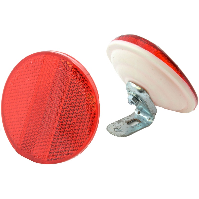 VINTAGE BIKE REAR REFLECTOR WITH BRACKET LARGE 3 (75mm ) ROUND NEW OLD STOCK