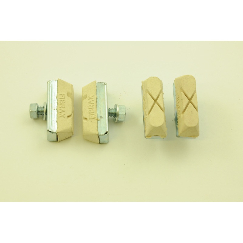 SET OF 4 FIBRAX WHITE BMX MAG WHEEL BRAKE PADS  BRAKE BLOCK OLD SCHOOL BMX