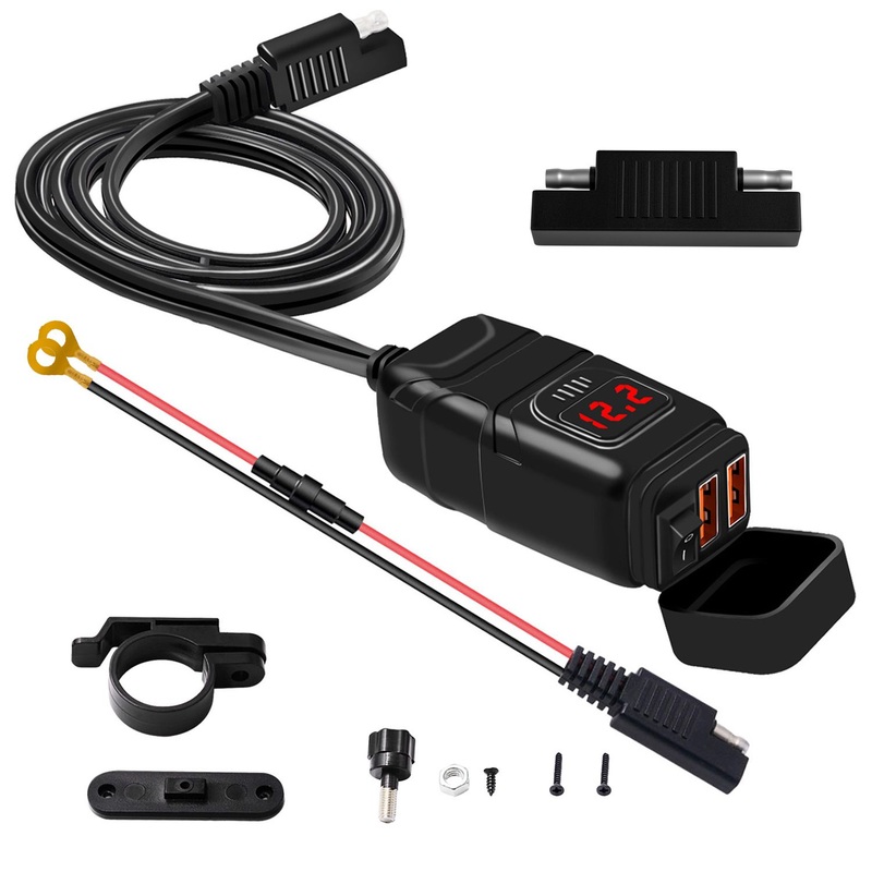 Waterproof USB Port Motorcycle Charger Bike Phone Charger 6.4A Charger with Voltmeter