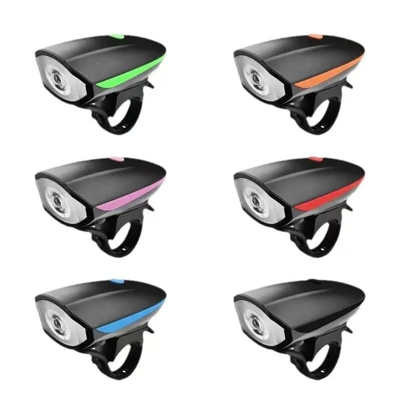 Bicycle Front Light with Electric Loud Horn Waterproof Bike Headlight USB Rechargeable Cycling Torch Flashlight