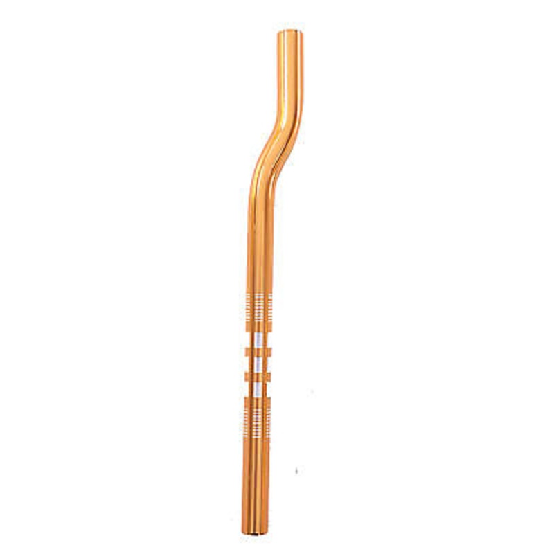22.2mm BMX Snake Cranked Seat Post Alloy Fluted Saddle Stem New-Old School Gold