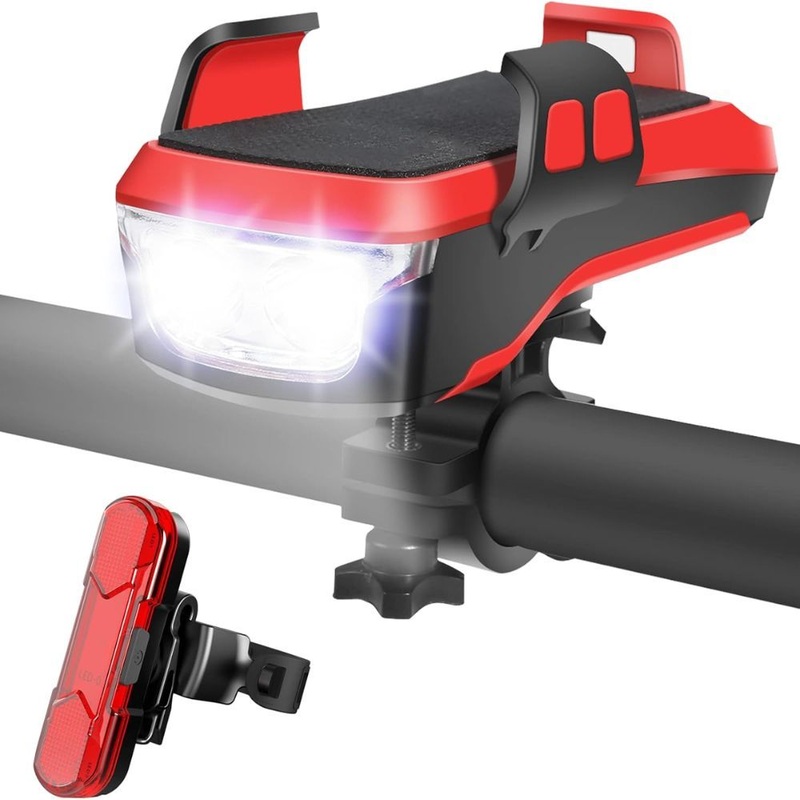 Rechargeable Bike Light Front and Back Set with Mobile Phone Holder Wbb20618