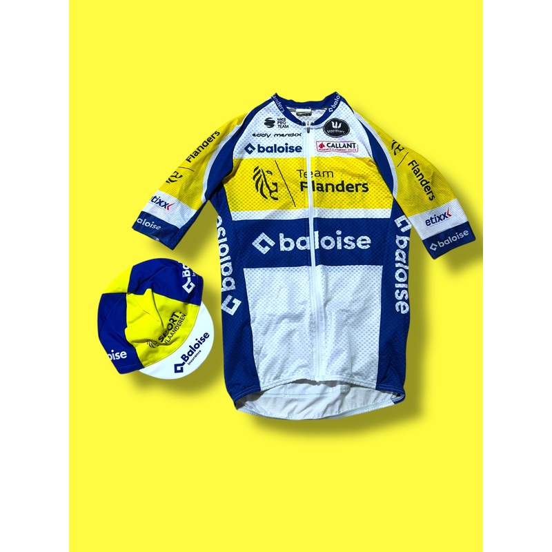Summer Vented Jersey and Cap Lightweight Racing – Rider Issued  | Vermarc |  Flanders Baloise| Pro Cycling Kit