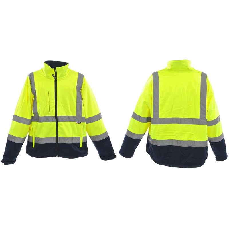 XXLARGE YELLOW-BLUE FLUORESCENT SOFTSHELL COAT JACKET HI-VIZ WORKWEAR 0108180