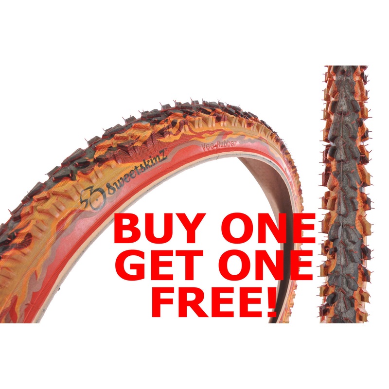 SWEETSKINZ REFLECTIVE 26 x 2.10  MTB OFF ROAD CHUNKY TYRE SCORCH FLAME PATTERN