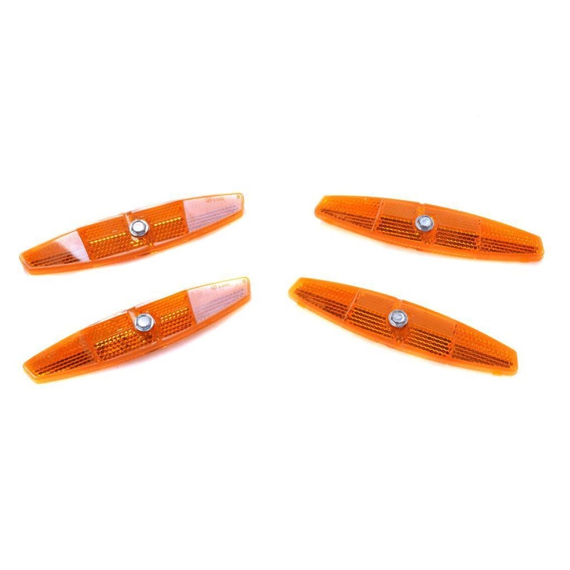 4 BICYCLE WHEEL SPOKE WIDE ANGLE SAFETY REFLECTORS ORANGE BE SAFE BE SEEN !!