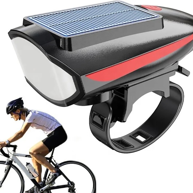 Waterproof 2in1 Bike Bell 120dB Rechargeable Solar Lights Bicycle Headlight Bike Light