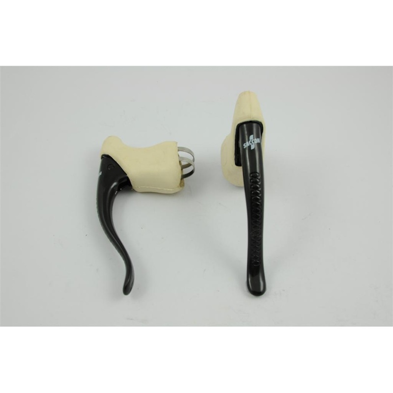 70’s 80’s RACING BIKE BRAKE LEVERS SACCON CREAM HOODED ALLOY UNUSUAL