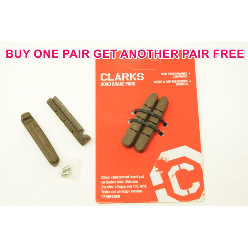 CLARKS Carbon Rim 52mm Brake Pad Inserts Shimano Dura Ace, Ultegra, 105, Sram Buy One Pair Get One Pair Free!