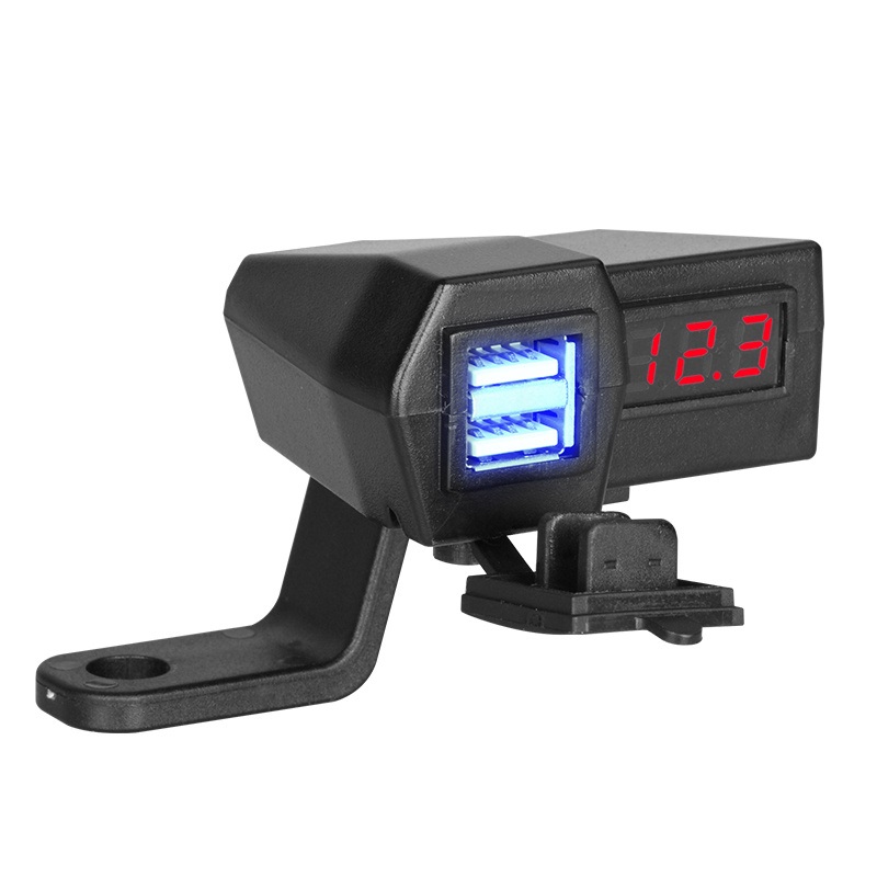 Private Label Auto Accessories 12V 24V Heavy Duty LED Display Monitor Overcurrent Protection Dual Port Bike Phone Charging Port
