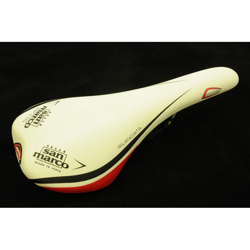 SELLE SAN MARCO CAYMANO BILANCIATA CARBON BASE Cr Moly RAILS LIGHT SADDLE WHITE