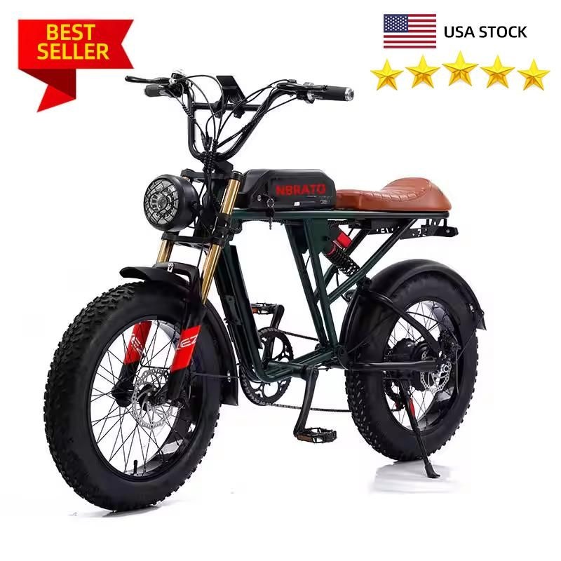 2024 Retro Vintage Super Electric Hybrid Bike 73 Fat Tire 20 Inch 1500W Ebike 48V 13ah/26ah Long Range E Bike