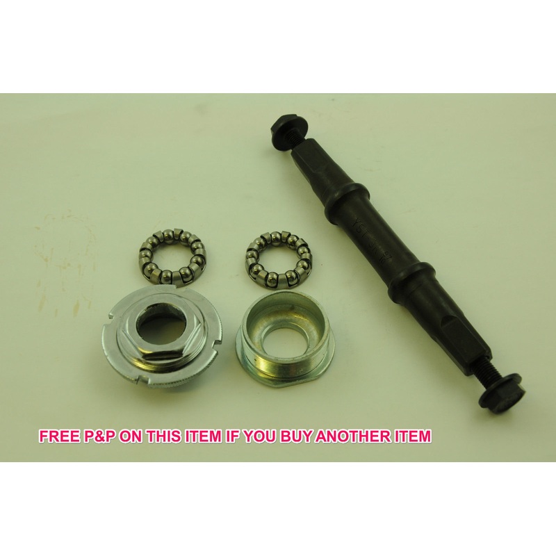 3R BOTTOM BRACKET AXLE SET COMPLETE WITH CUPS & QUALITY BEARING SET THREADED NEW