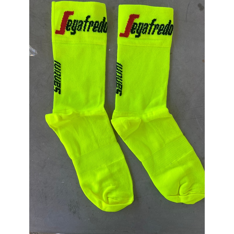 Trek Segafredo | Santini Cycling Socks | Fluoro Yellow | M/L | Rider-Issued Pro Team Kit – clearance