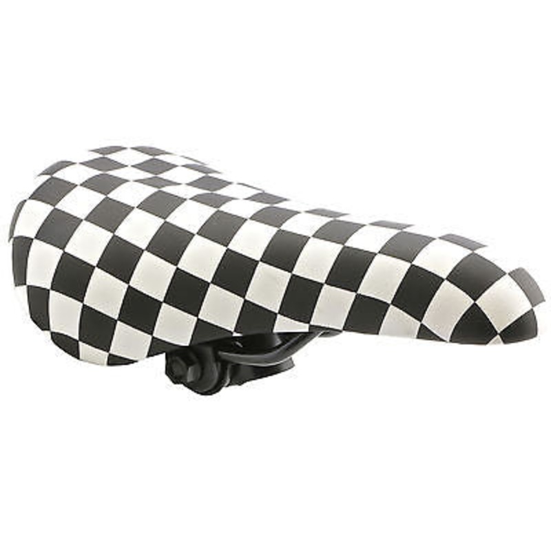 BLACK & WHITE CHEQUERED BMX SADDLE 80s RETRO OLD SCHOOL BMX MEDIUM SIZE SA9618