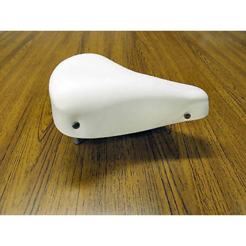 VINTAGE FULLY SPRUNG WHITE CLASSIC BIKE SADDLE NOS