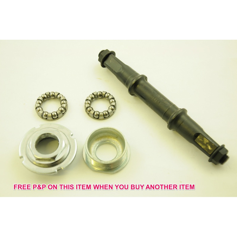 3UM BOTTOM BRACKET AXLE SET COMPLETE WITH CUPS+QUALITY BEARING SET THREADED NEW