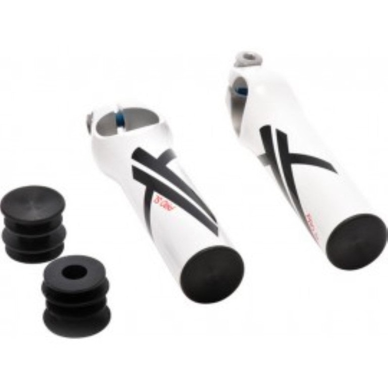 ULTRA LIGHT XLC PRO MTB WHITE BAR ENDS STRAIGHT WITH PLUGS ONLY 58 GRAMS! 10 OFF