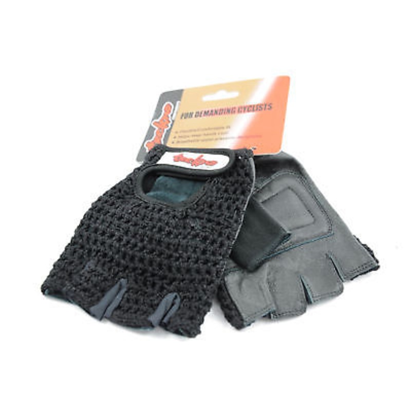 TECKNO TRACK MITTS CROCHET CYCLING GLOVES BLACK MTB,BMX GLOVES