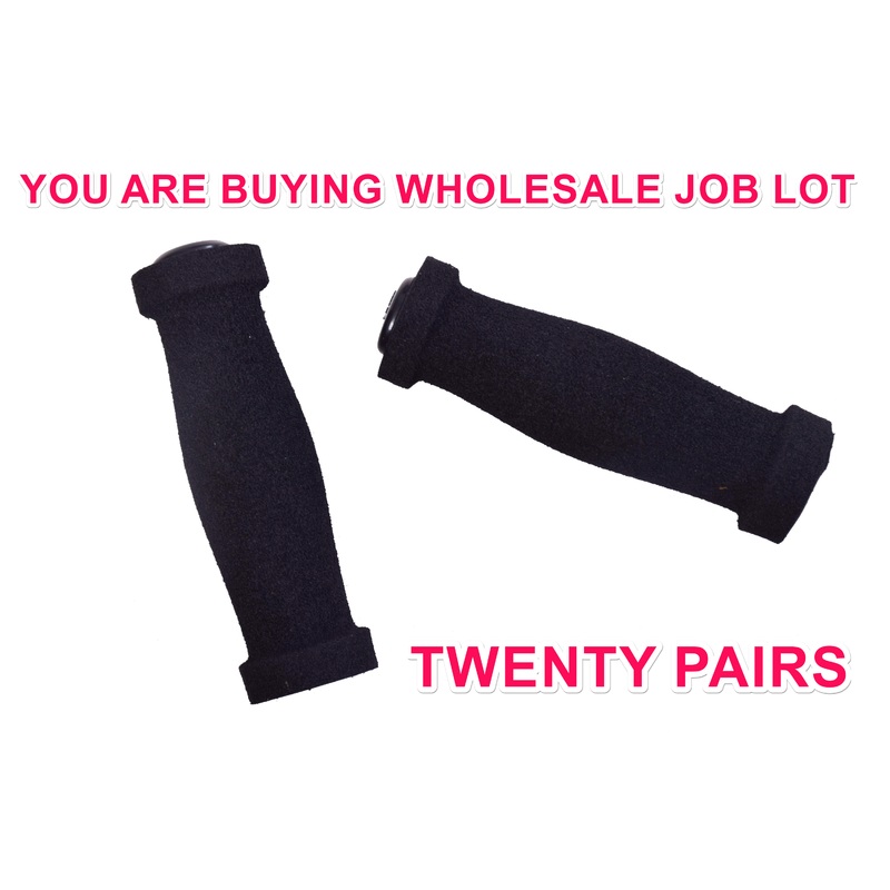Wholesale Job Lot – Twenty Pairs Bike Foam Sponge Handlebar Grips With Bar End Plugs Black