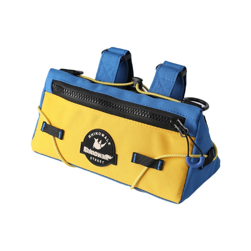 Rhinowalk Bct0202 for Folding Bicycle Handlebar Bag, Waterproof Nylon Bike Front Bag with Shoulder Strap – Blue+Yellow