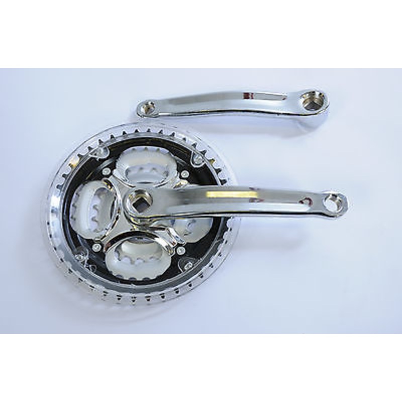 42-34-24 TRIPLE CWS CHROME CRANK COTTERLESS MTB HYBRID BIKE CHAINWHEEL SET 170MM