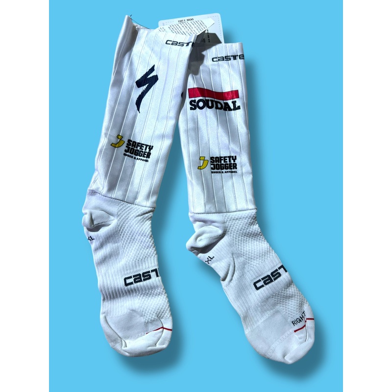 Aero Socks Fast Feet Race Rosso Corso   | Castelli |  Soudal Quick-Step| Pro Cycling Kit