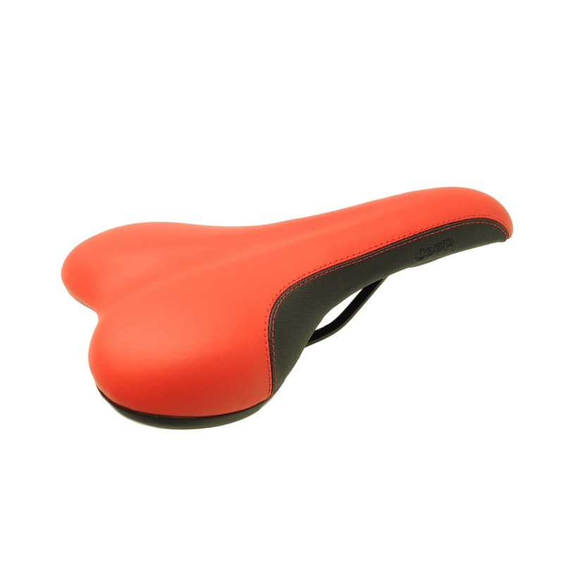 RED & BLACK MTB BIKE SEAT BY JEEP QUALITY PADDED ADULTS BICYCLE CYCLE SADDLE