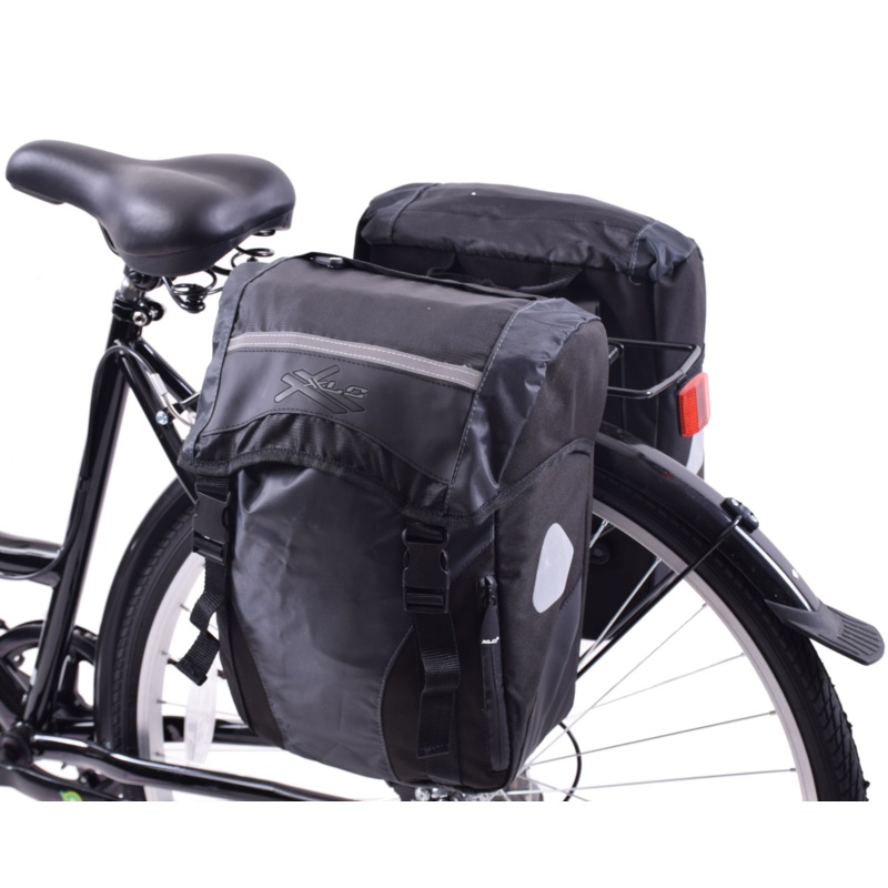 XLC Rear Pair Pannier Bike Bags Pair Set 30 Litre Roll Top Touring Bags Water Resistant