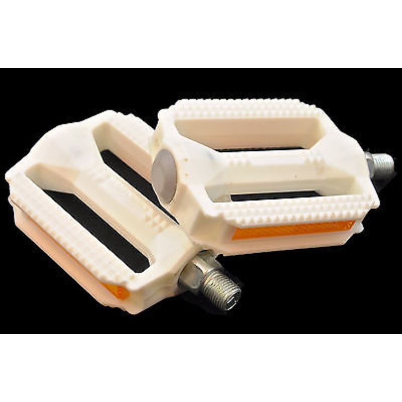 WHITE SQUARED 1-2 RESIN BIKE PEDALS IDEAL FOR KIDS CYCLES