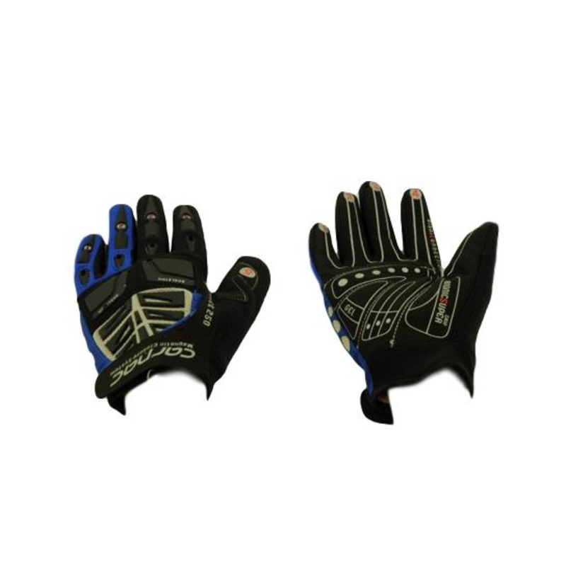 CARNAC’S MTB FORCE 250 FULL FINGER GLOVES, GEL PADS MAGNETIC CLOSURE BLUE