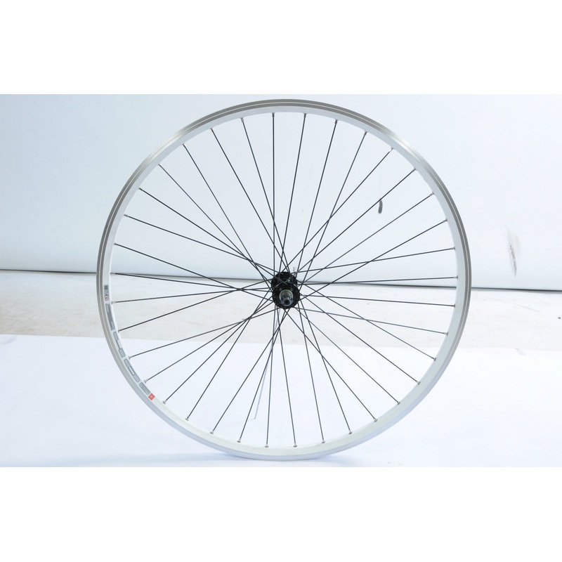 29ER FRONT WHEEL 700c 28(622x19c) XC HYBRID WHITE DOUBLE WALL RIM, BLACK SPOKE