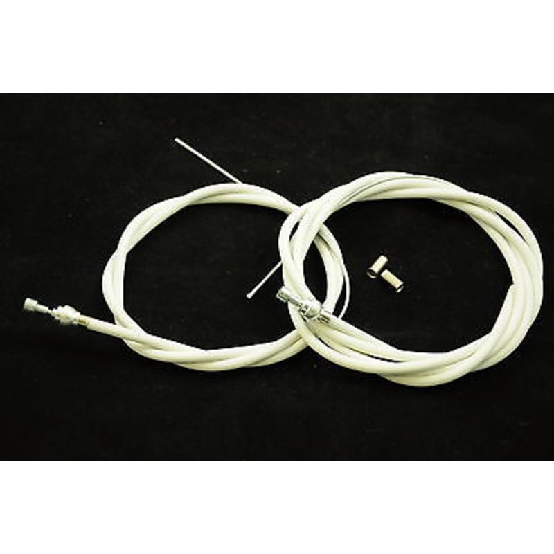 RIBBED OUTER WHITE BRAKE CABLE SET  VINTAGE  EARLY RACING BIKE 40`S TO 1970`S