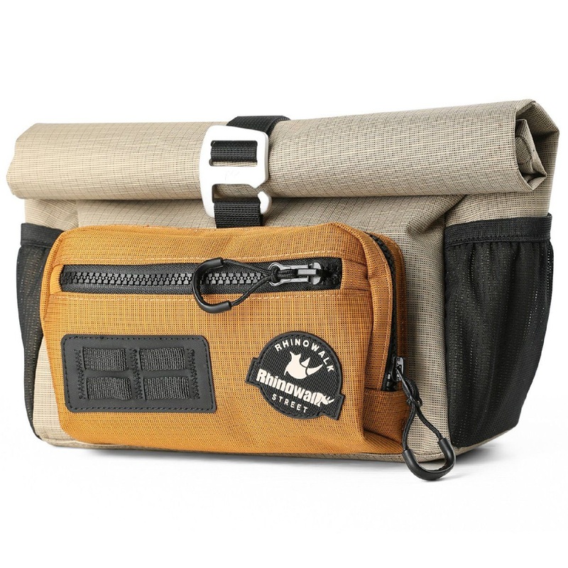 Rhinowalk Bct0201 Waterproof Bike Handlebar Bag, 4L Quick Release Front Tube Basket Bag – Khaki
