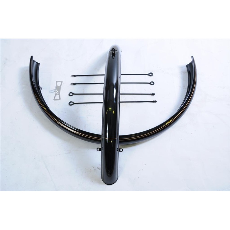 SET MUDGUARDS FOR VINTAGE ROADSTER BIKE DUTCH BIKE 28 WHEEL STEEL + STAYS BLACK