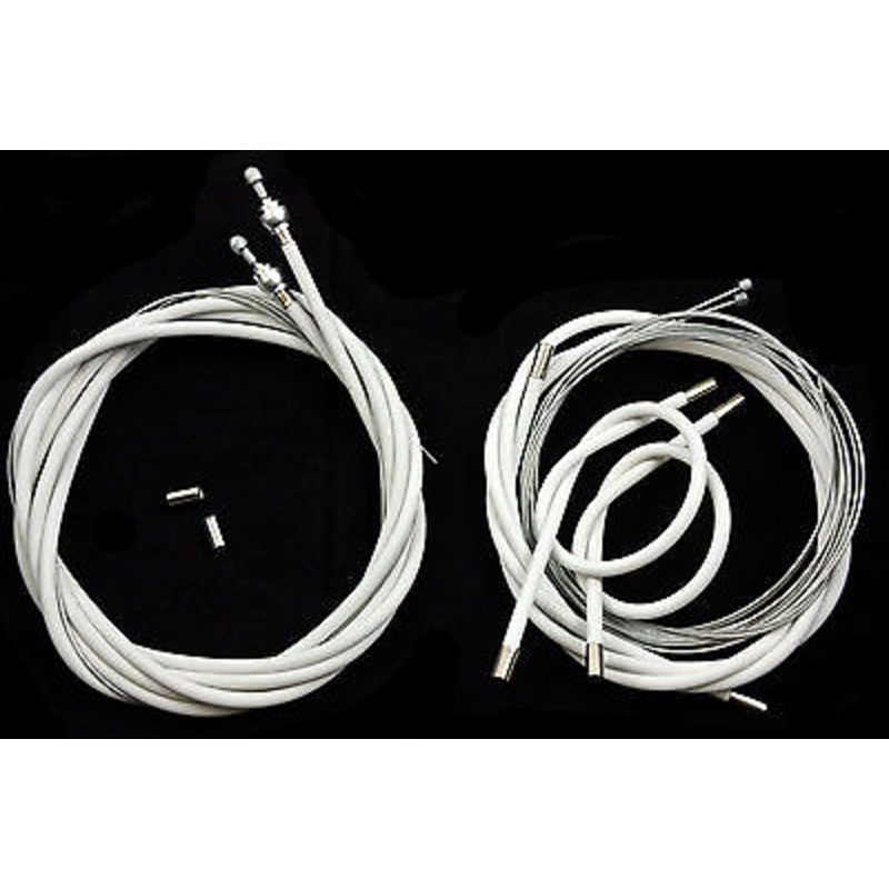 40’s,50’s,60’s,70’s,80’s RACING BIKE BESPOKE MADE RIBBED FULL CABLE SET WHITE