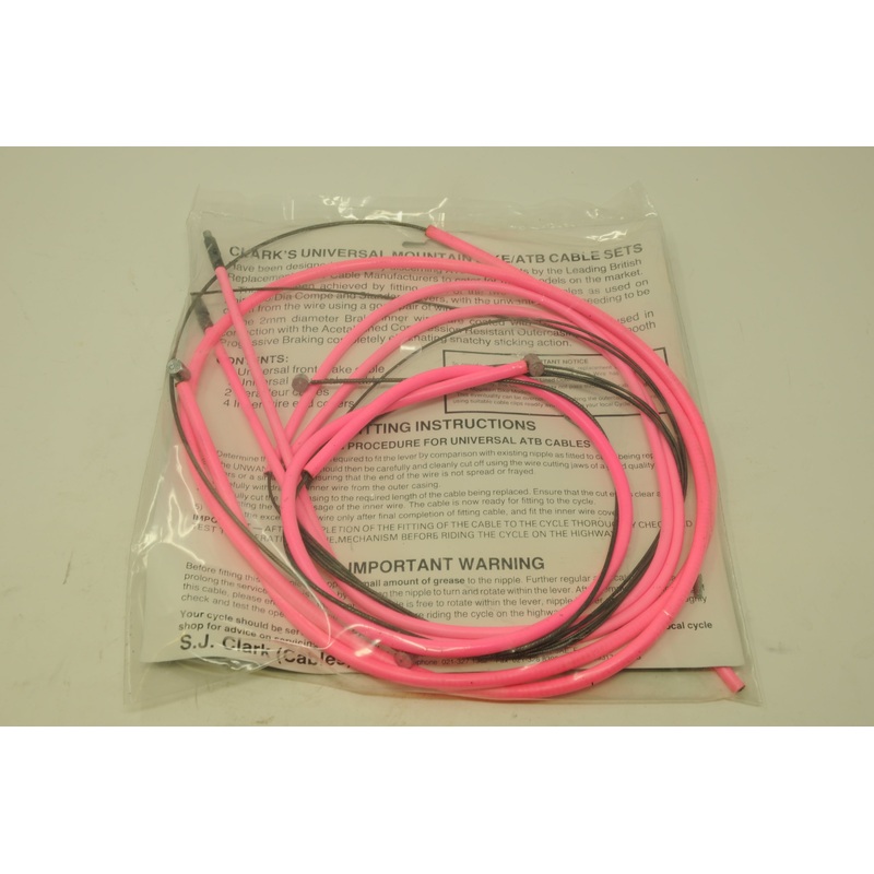 CLARKS MTB PINK MOUNTAIN BIKE CABLE  SET FOR SHIMANO DIA-COMPE LEVERS TEFLON COATED