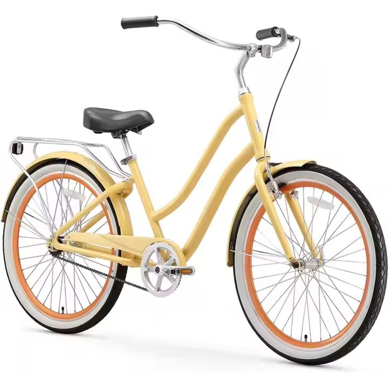 20 Inch Beach Cruiser Bike / Girls Cycle Bicycle / Yellow City Bike