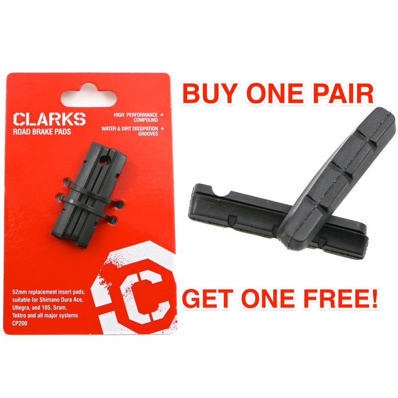 CLARKS CP200 52mm BRAKE BLOCK PAD INSERTS SHIMANO DURA ACE,105, SRAM, TEKTRO BUY ONE GET ONE FREE