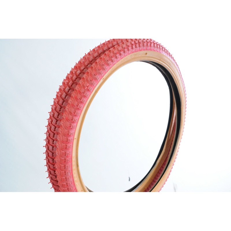 SET 20 x 1.75 AND 20 x 2.125 OLD SCHOOL BMX SNAKE BELLY TYRES RED AMBERWALL