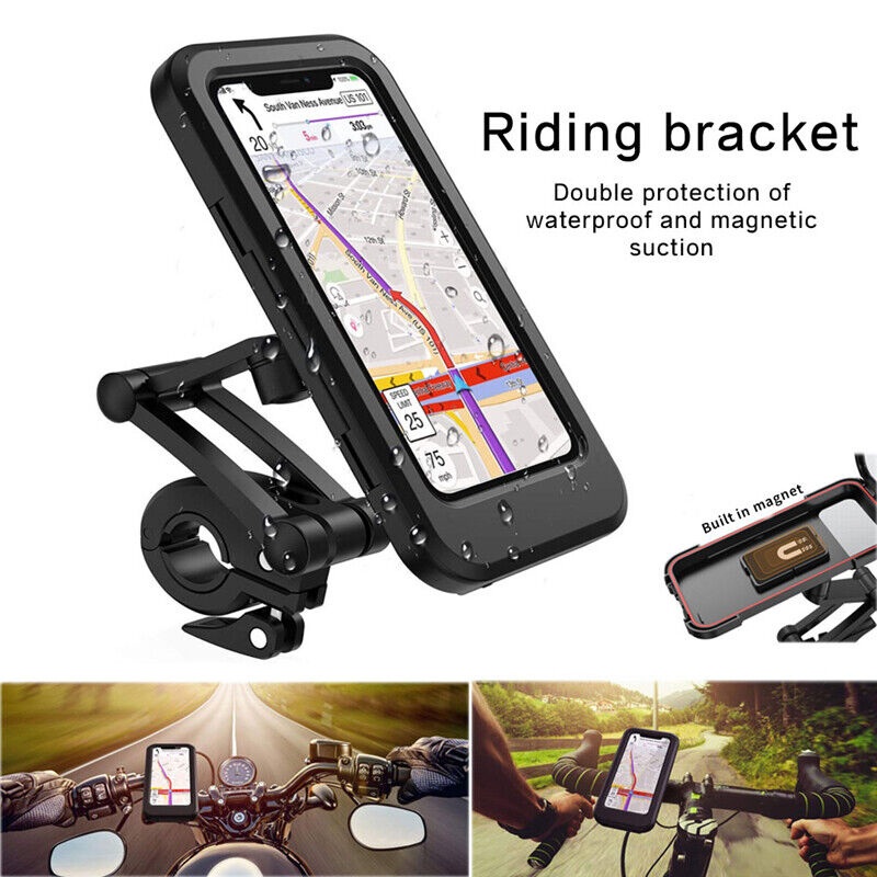 Waterproof Motorcycle Bike Handlebar Phone Mount Holder with Case