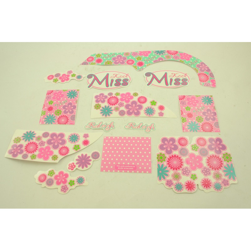 16 RALEIGH KOOL MISS DECAL TRANSFER ,STICKER SET FOR GIRLIE BIKES WTFRM116