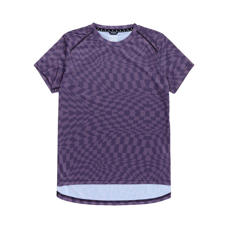 Womens Lilium Short Sleeve Jersey Twisted Checkers Deep Purple