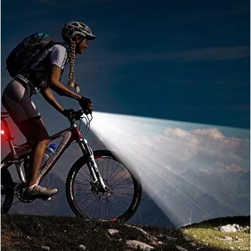 Rechargeable LED Bike Lights Red Blue White Safe Riding Warning Taillights