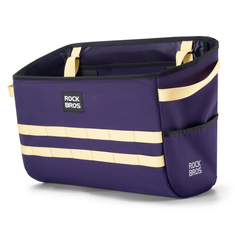 Rockbros 16L Waterproof Front Bag  Handlebar Storage Basket for Brompton Folding Bike, Commuting & Cycling (Purple)
